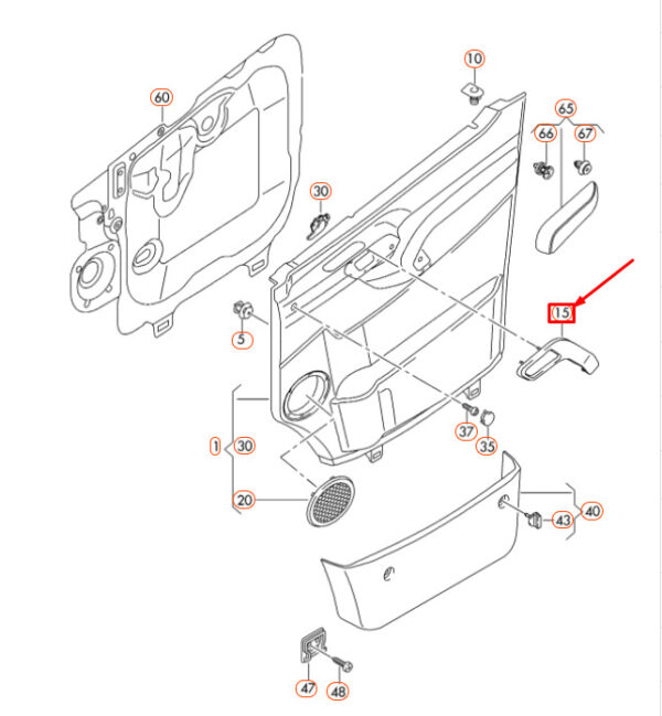 NEW OEM VW CRAFTER MK1 2E FRONT RIGHT DOOR PULL HANDLE COVER 2E0867198A GENUINE - Image 3
