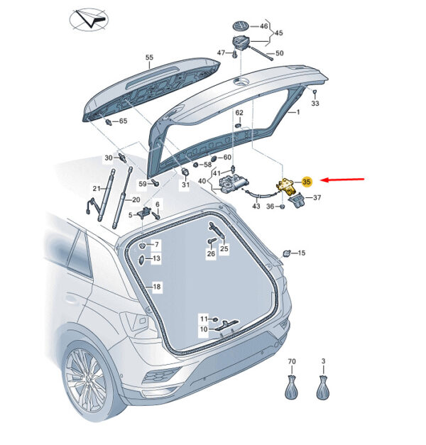 NEW VOLKSWAGEN T-ROC REAR LID LOCK 2GA827506A ORIGINAL - Image 3