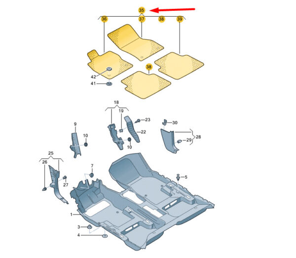 VW T-CROSS C11 Front And Rear Floor Mat Set LHD 2GM863011AEUN NEW GENUINE - Image 5