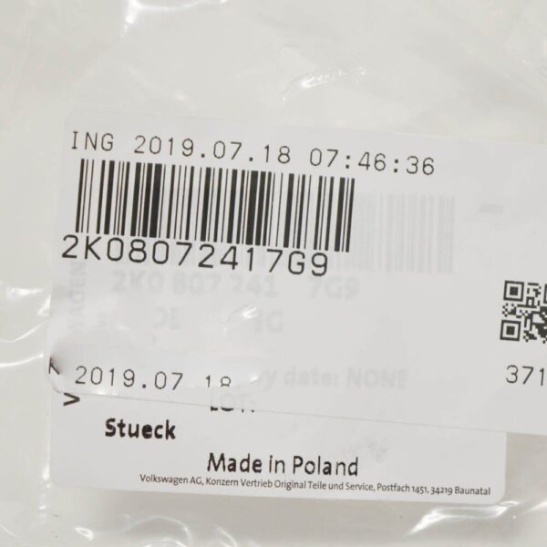 VW Caddy Mk3 2KA Front Bumper Tow Hook Eye Cover Cap 2K08072417G9 NEW OEM