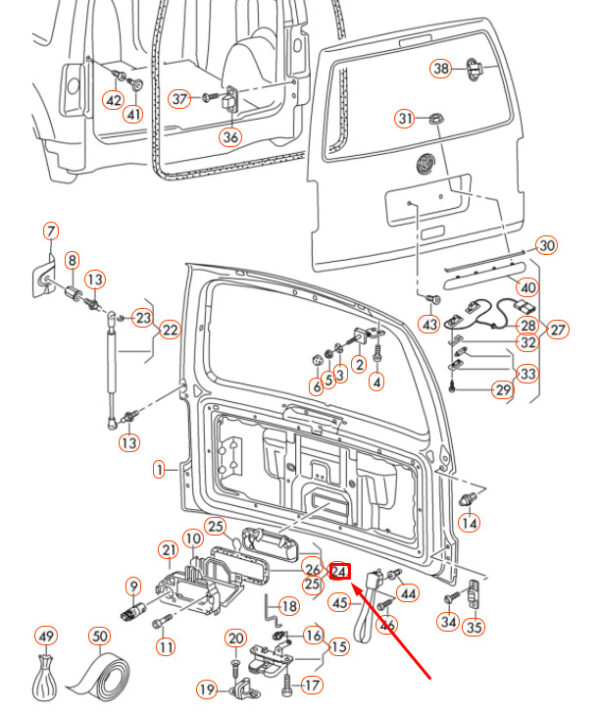 NEW VW CADDY 2K TAILGATE HANDLE 2K5827565DGRU ORIGINAL - Image 3