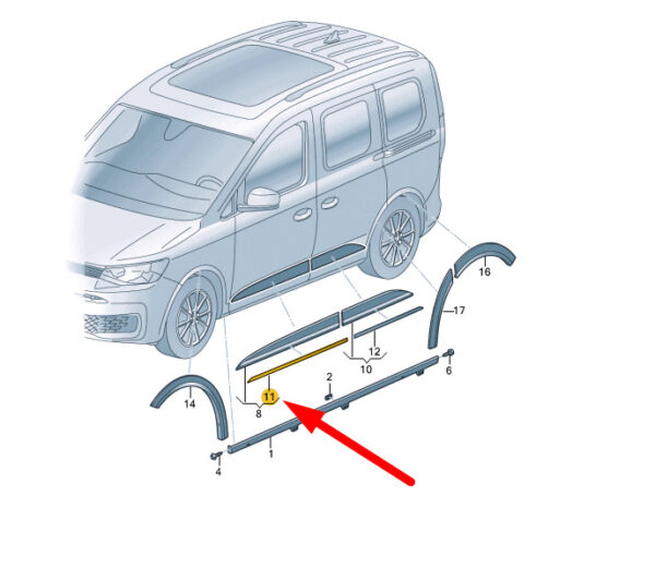 VW CADDY MK4 SB door protection strip front left 2K78530533Q7 NEW ORIGINAL - Image 5