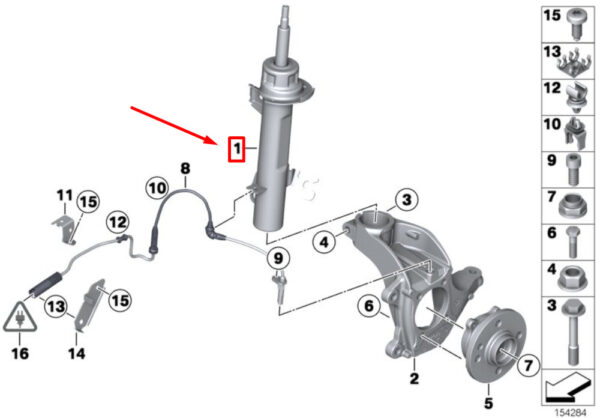 MINI COUPE R58 Vordere rechte Federbeinbaugruppe 31316782208 NEUES ECHTES