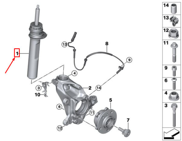 MINI COOPER F56 FRONT RIGHT SHOCK ABSORBER 6852416 31316852416 NEW GENUINE - Image 4