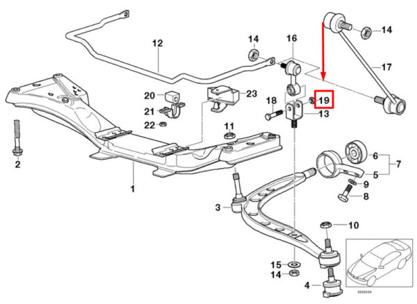 BMW Z3 Coupe E36 stabilizer socket front 31351135805 1135805 NEW ORIGINAL - Image 4