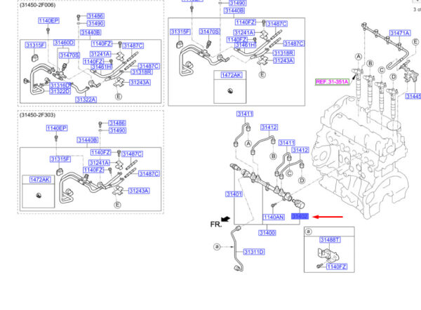 314022F000 Hyundai Santa FE MK3 DM Fuel Distributor Tube Pressure Regulator 314022F000 NEW