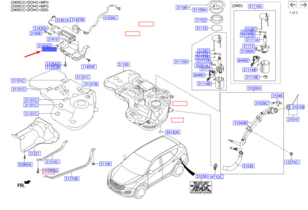 Hyundai Santa FE MK3 DM canister protection 314252W000 NEW ORIGINAL - Image 4