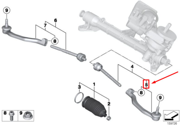 NEW MINI COOPER R56 STEERING LINKS LEFT END TRAIN ROD 32106778437 ORIGINAL - Image 4