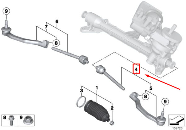 NEW MINI COOPER R56 STEERING LINKS LEFT END TRAIN ROD 3210678547 ORIGINAL - Image 4