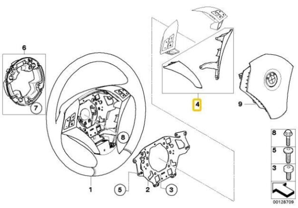 New ORIGINAL BMW 5 E60 E61 Steering Wheel Trim Cover Set 6763452 OEM - Image 4