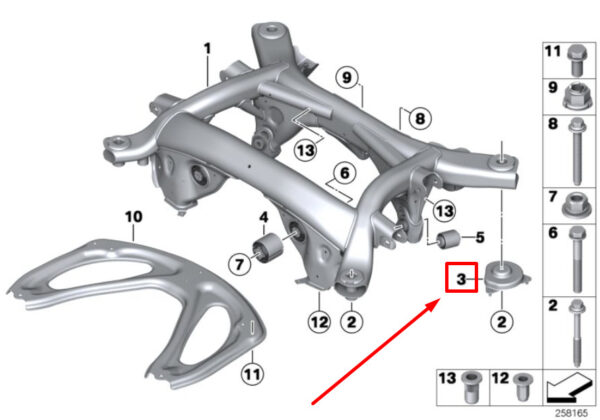 BMW 6 F12 right rear axle suspension stop 6793638 33316793638 NEW ORIGINAL - Image 4