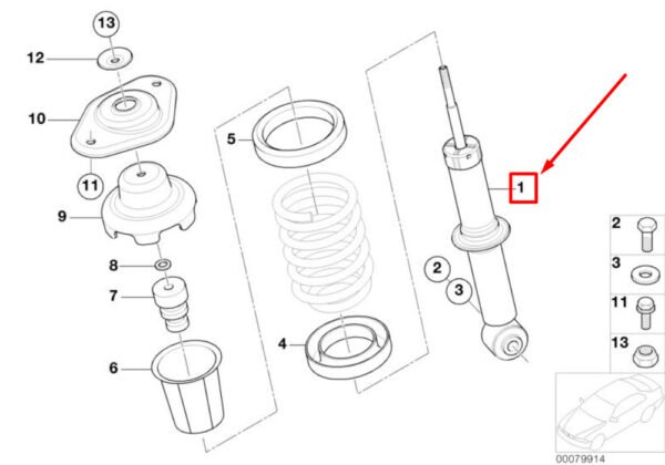 MINI CONVERTIBLE R52 strut for rear shock absorbers 33526781135 NEW REAL