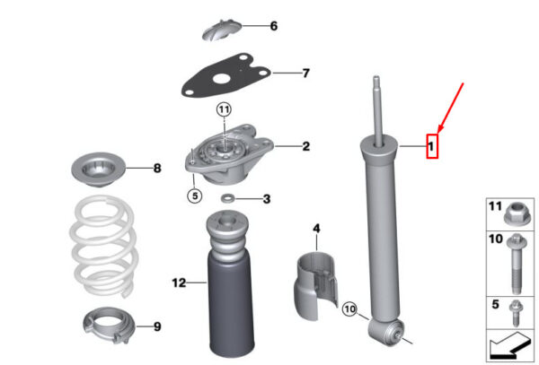 MINI COOPER F56 REAR LEFT SHOCK ABSORBER 33526879653 6879653 NEW GENUINE - Image 4