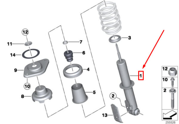 NEW MINI LANDSMANN R60 REAR RIGHT SHOCK ABSORBER 9807016 33529807016 ORIGINAL - Image 4