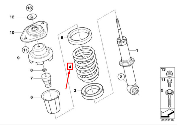 NEW MINI COOPER S JCW R53 REAR JCW RED SCREW SPRING 33536768417 ORIGINAL - Image 4