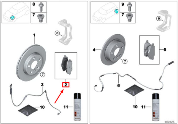 Mini Clubman F54 Front Brake Pads Set 34106863293 NEW Original - Image 4