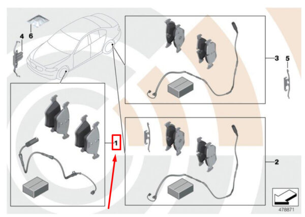 BMW 5 F10 brake pads with wear sensors set 34112449264 2449264 NEW - Image 4