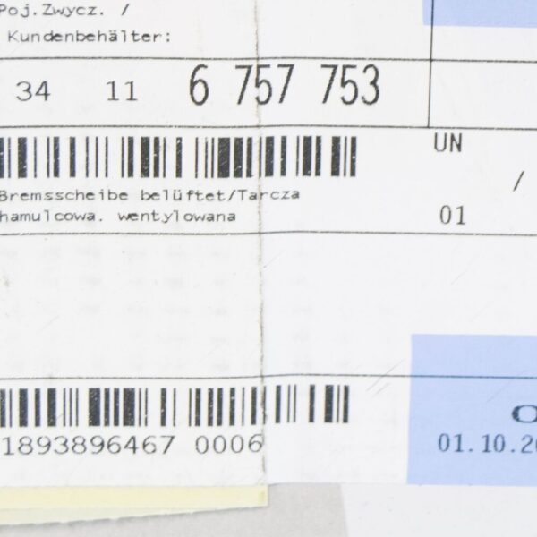 BMW 7 E38 brake disc front left 34116757753 new