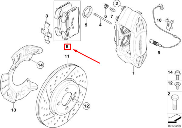 Mini Clubman R55 front JCW brake lining set 34116789157 NEW original - Image 4