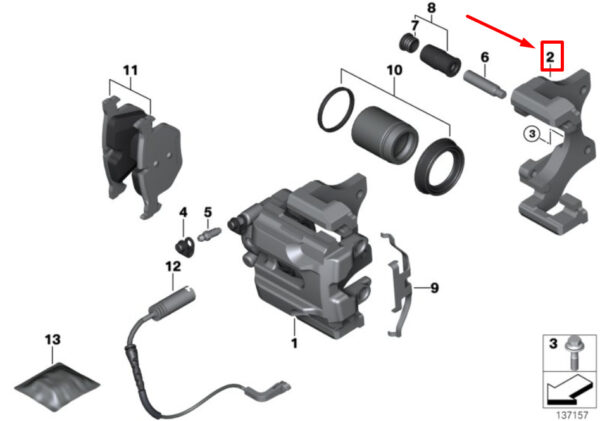 BMW 3 E90 caliper carrier 6769104 34216769104 NEW ORIGINAL - Image 4