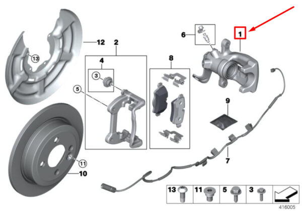 MINI COOPER R56 rear left caliper 34216785611 6785611 NEW REAL