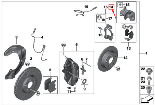 MINI COOPER F56 REAR LEFT BRAKE CALIPER 34216865655 6865655 NEW GENUINE - Image 4