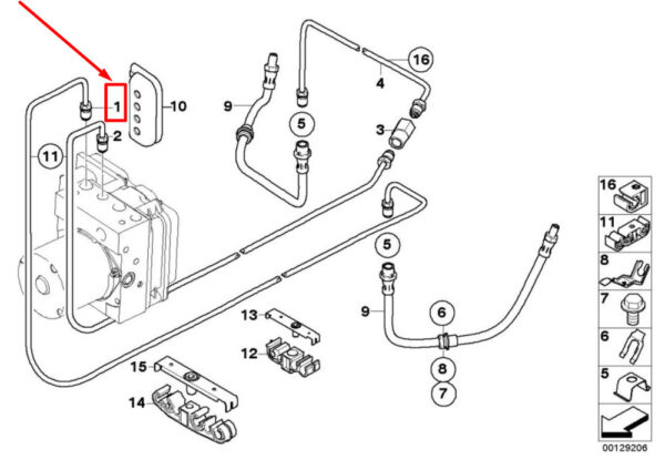 BMW X3 E83 rear left brake line 6755125 34326755125 NEW original - Image 4