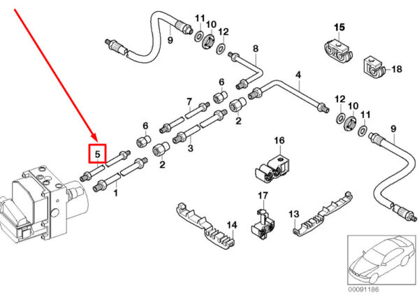 BMW 7 Series E65 pipeline with pressure hose 34326772598 6772598 NEW ORIGINAL - Image 4