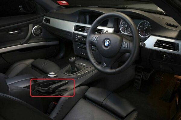 New ORIGINAL BMW E90-E93 Black Leather Handbrake Lever Cover RHD 7155625 OEM - Image 4