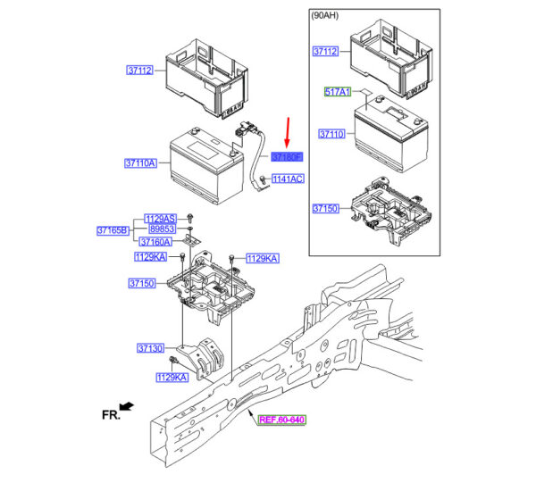 371802W000 Hyundai Santa Fe MK3 DM Batteriesensorbaugruppe 371802W000