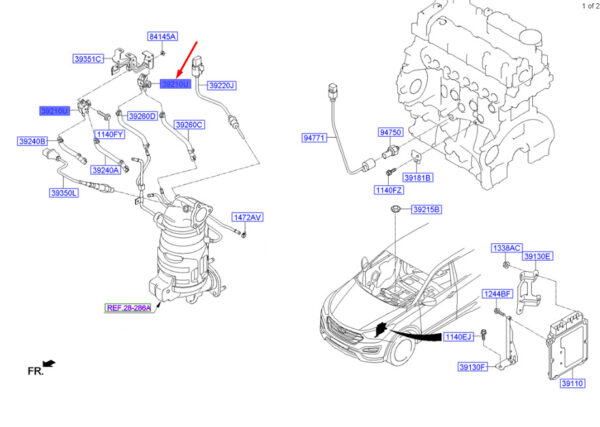 392102A800 Hyundai Santa Fe MK3 DM Differential Pressure Sensor 392102A800 NEW ORIGINAL