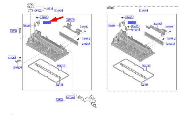393002U000 Hyundai Tucson NX4 MK4 Camshaft Position Sensor 393002U000