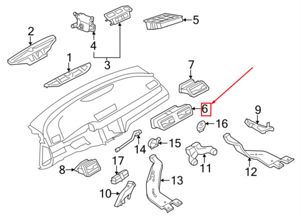 New Genuine VW Passat B7 CC Front Center Air Vent Black Chrome 3AB819728CMAI - Image 4
