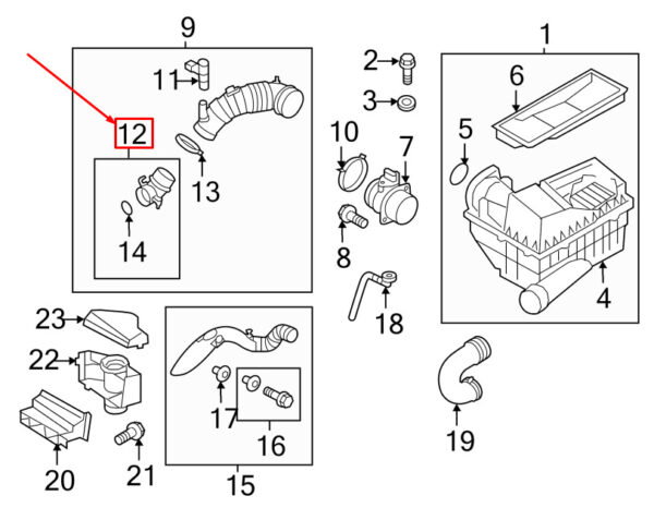 Audi Q3 8U engine air intake hose adapter 3C0129635 NEW ORIGINAL - Image 4