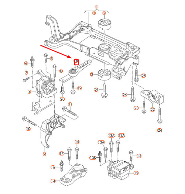NEU AUDI Q3 8U HECKMOTOR DOGBONE MONTAGE UNTERSTÜTZUNG 3C0199855M - Image 4