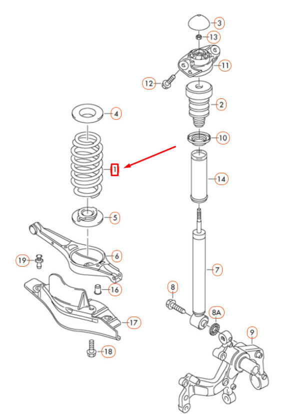 NEW VOLKSWAGEN PASSAT B7 REAR AXLE COIL SPRING 3C0511115AH ORIGINAL - Image 4