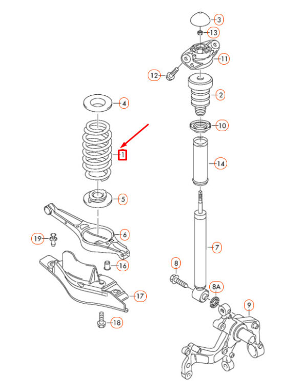 NEW VOLKSWAGEN PASSAT B6 REAR COIL SPRING 3C0511115AK ORIGINAL - Image 4