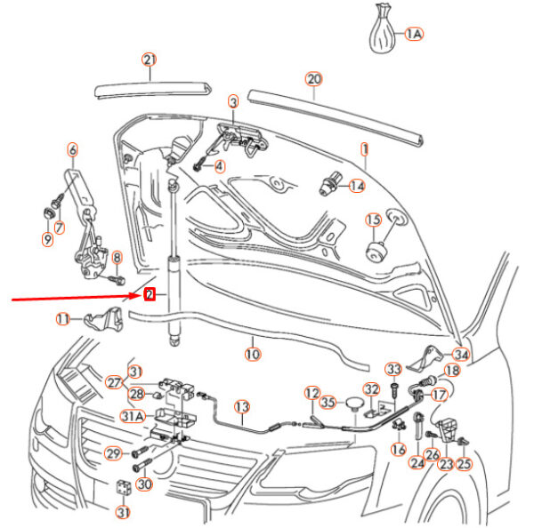 NEW VOLKSWAGEN PASSAT B6 ENGINE HOOD GAS FILLED STRUT 3C0823359A ORIGINAL - Image 4