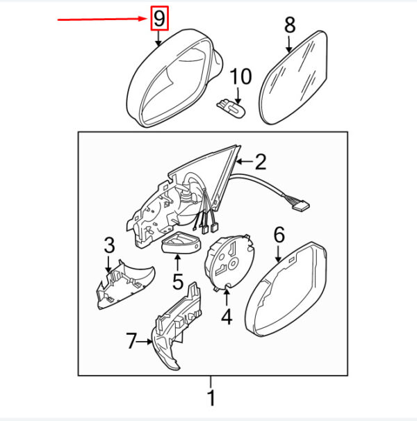 VW PASSAT B6 3C Front Left Mirror Housing 3C0857537AGRU NEW GENUINE - Image 5