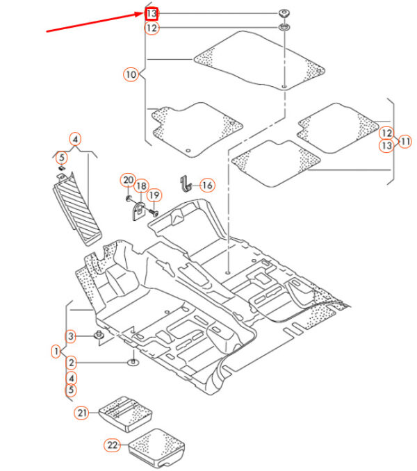 NEW AUDI A1 8X FOOT MAT COVER CAP 3C08645219B9 ORIGINAL - Image 4