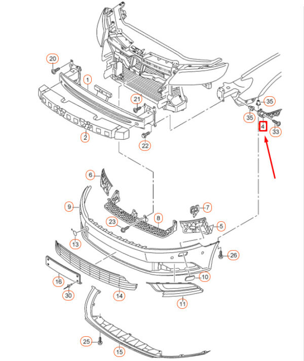New Genuine VOLKSWAGEN CC Front Bumper Left Bracket 3C8807183C OEM - Image 3