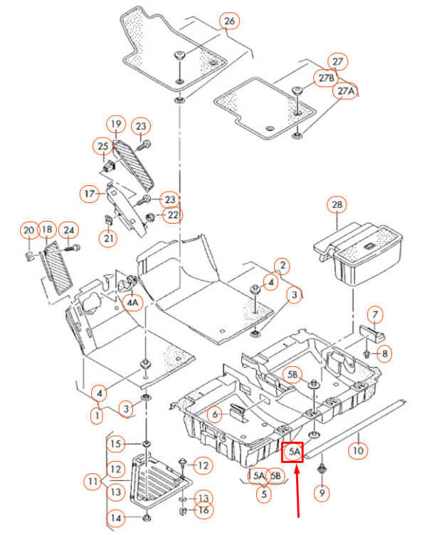 AUDI A2 8Z Rear Flooring Lower Bracket 3D0864227B41 NEW ORIGINAL - Image 4