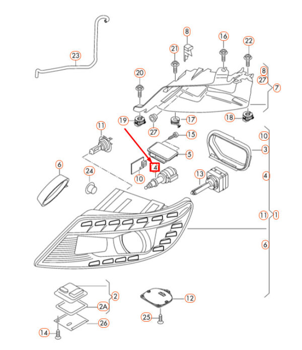 NEW AUDI Q7 4L HEADLAMP LEVELING RANGE CONTROL MOTOR 3D0941295 ORIGINAL - Image 4