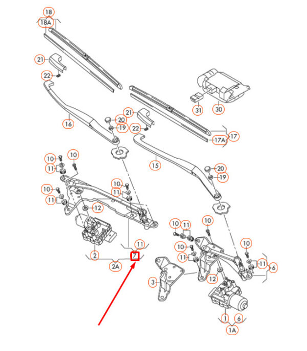 NEW VW PHAETON GP2 RIGHT WINDSHIELD WIPER LINKS LHD 3D1955602A ORIGINAL - Image 4
