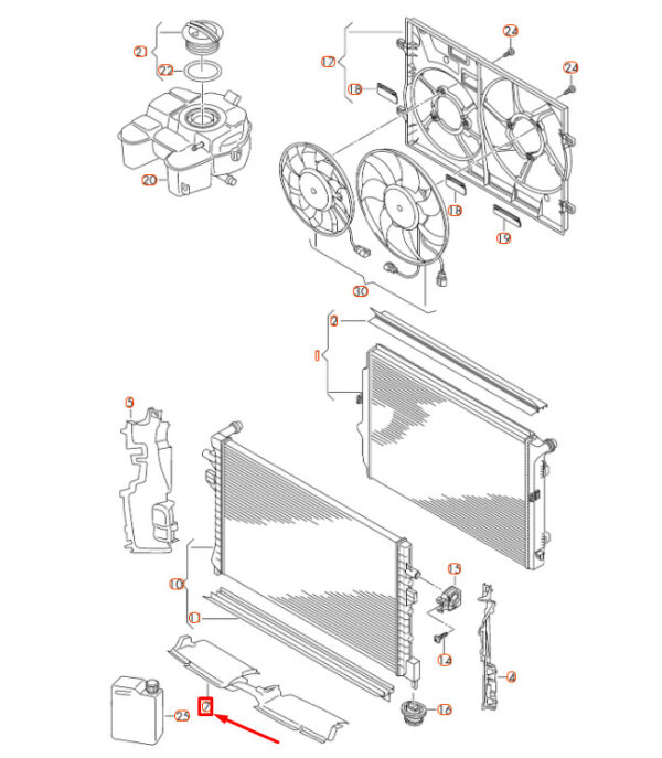 NEW VOLKSWAGEN PASSAT B8 COOLER AIR GUIDE 3G0121330B ORIGINAL - Image 3