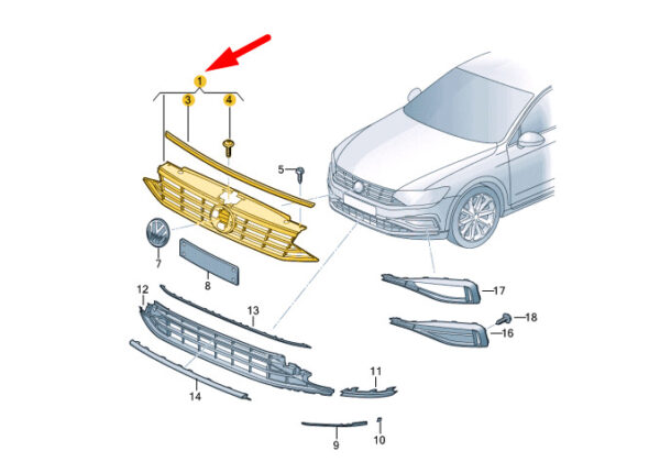 Volkswagen Passat B8 Radiator Grille 3G0853651DFBKZ NEW GENUINE - Image 5