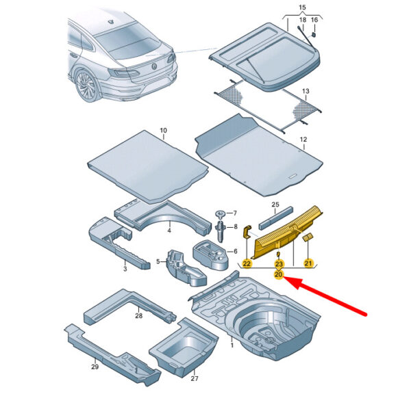 NEW VOLKSWAGEN ARTEON 3H7 TRUNK LOCK CARRIER TRIM 3G8863459D82V ORIGINAL - Image 4