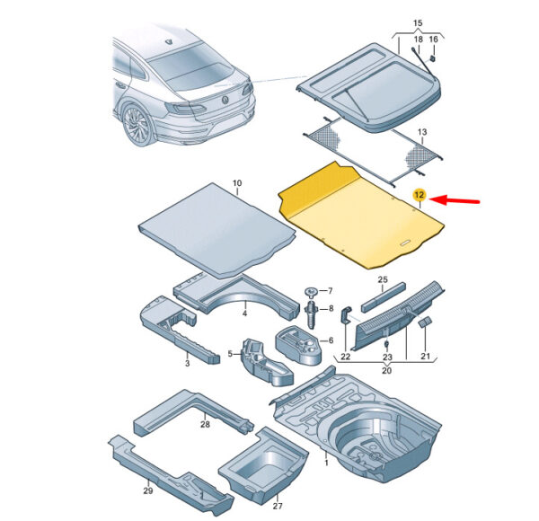 VW ARTEON 3H7 trunk flooring 3G8863463A6B5 NEW ORIGINAL - Image 5