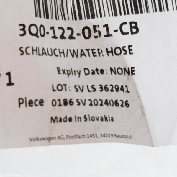 VW GOLF CD MK8 COOLANT TROUSERS WITH QUICK RELEASE COUPLING 3Q0122051CB NEW GENUINE