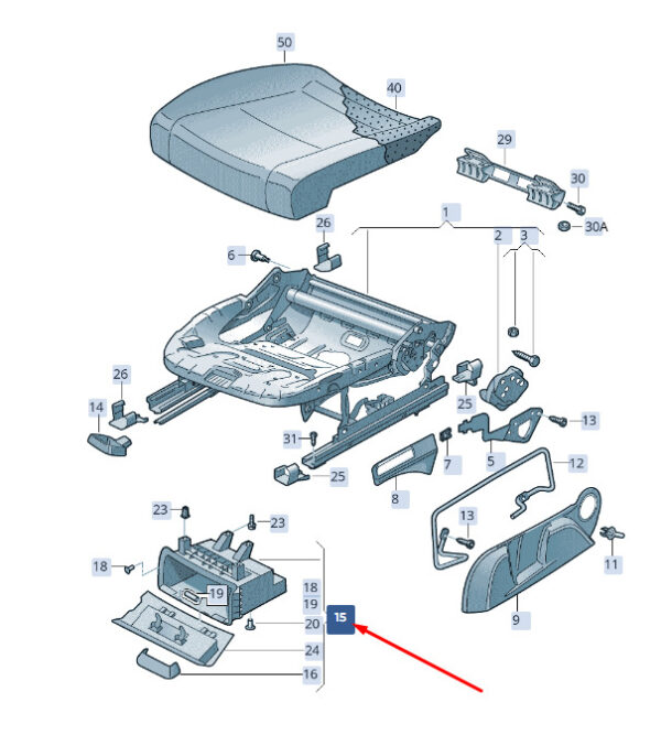 ŠKODA SUPERB MK3 storage compartment front right, 3T0881578C9B9, original part - Image 3